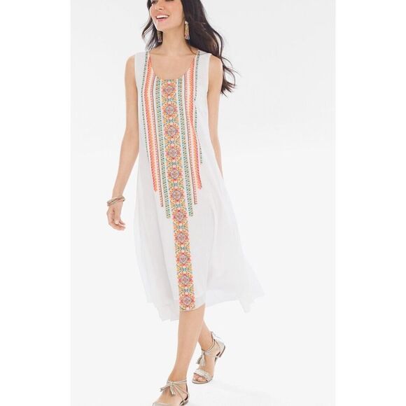 Chico’s Embroidered-Trim Maxi Dress - Picture 2 of 7